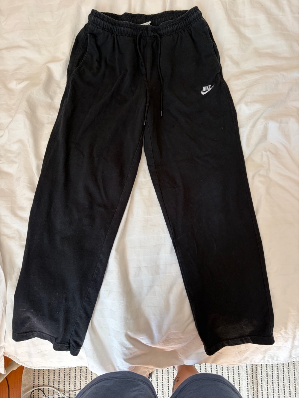 Nike Black Sweatpants with White Swoosh Logo